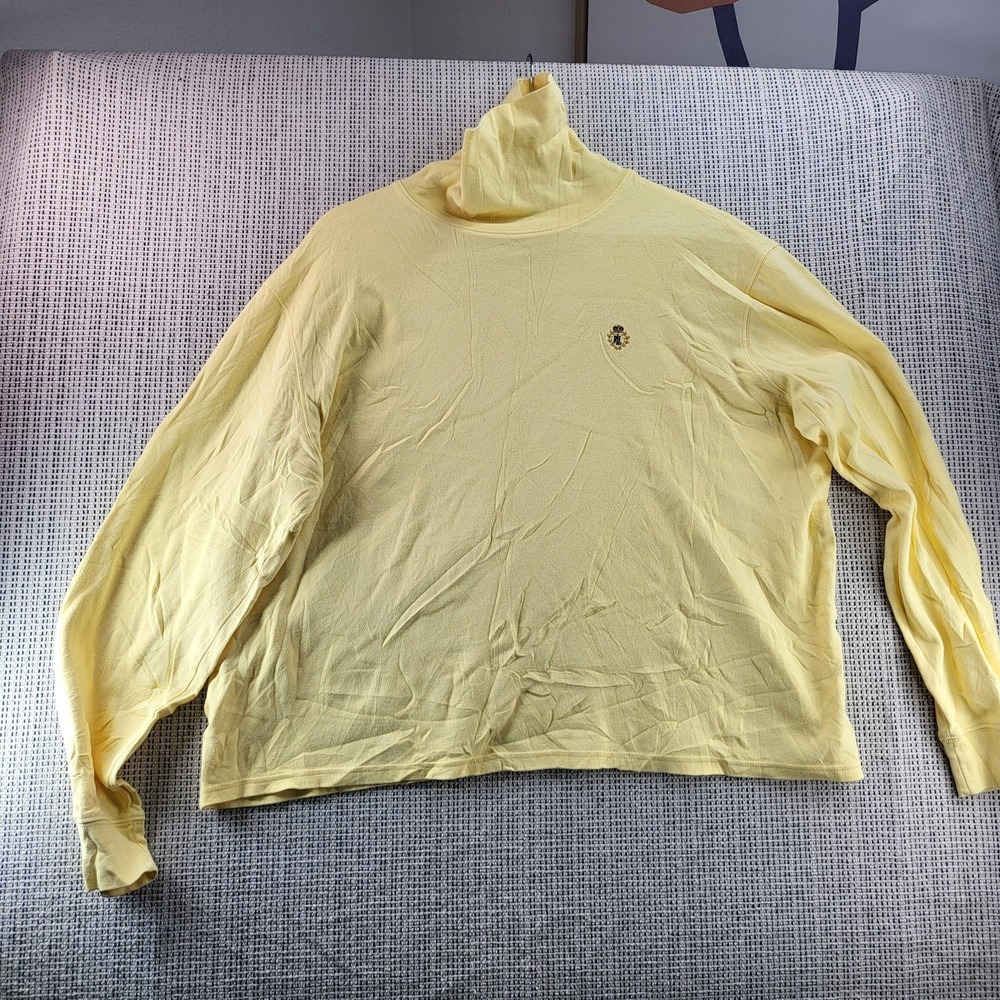 Lauren Ralph Lauren Shirt Womens XL Yellow Turtleneck Long‎ Sleeve Crest Logo